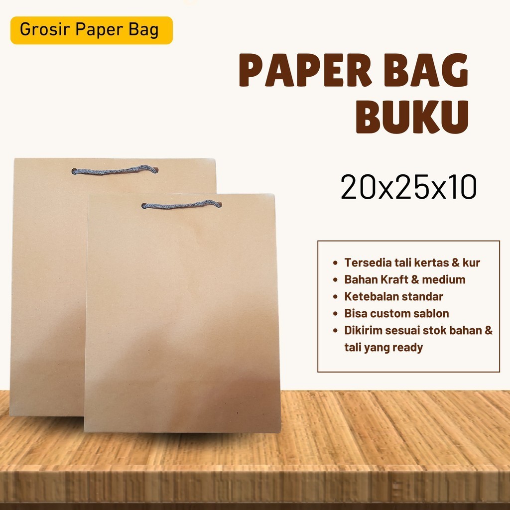 

PAPER BAG POLOS BUKU / 20 X 25 X 10/ PAPERBAG BUKU POLOS / TAS KERTAS SOUVENIR PERNIKAHAN