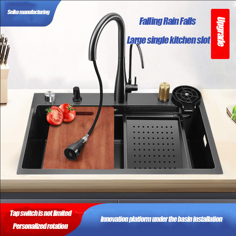 Net Red Kitchen Split Sink Pull Faucet Sink Set Under The Table Washing Basin Washing Pool Rain Big 
