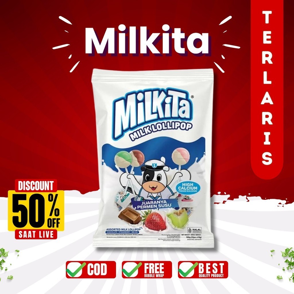 

MILKITA PERMEN 1 PACK ISI 30 MILKITA LOLIPOP SUSU MILKITA MAKANAN RINGAN SNACK PERMEN