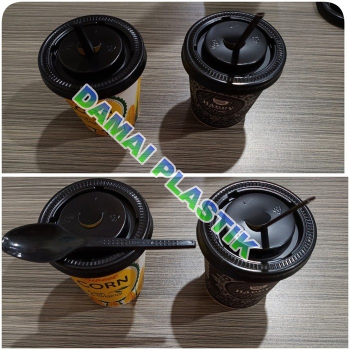 Paket Paper Cup Jasuke Gelas Kertas 6,5 oz + Tutup + Sendok Jagung