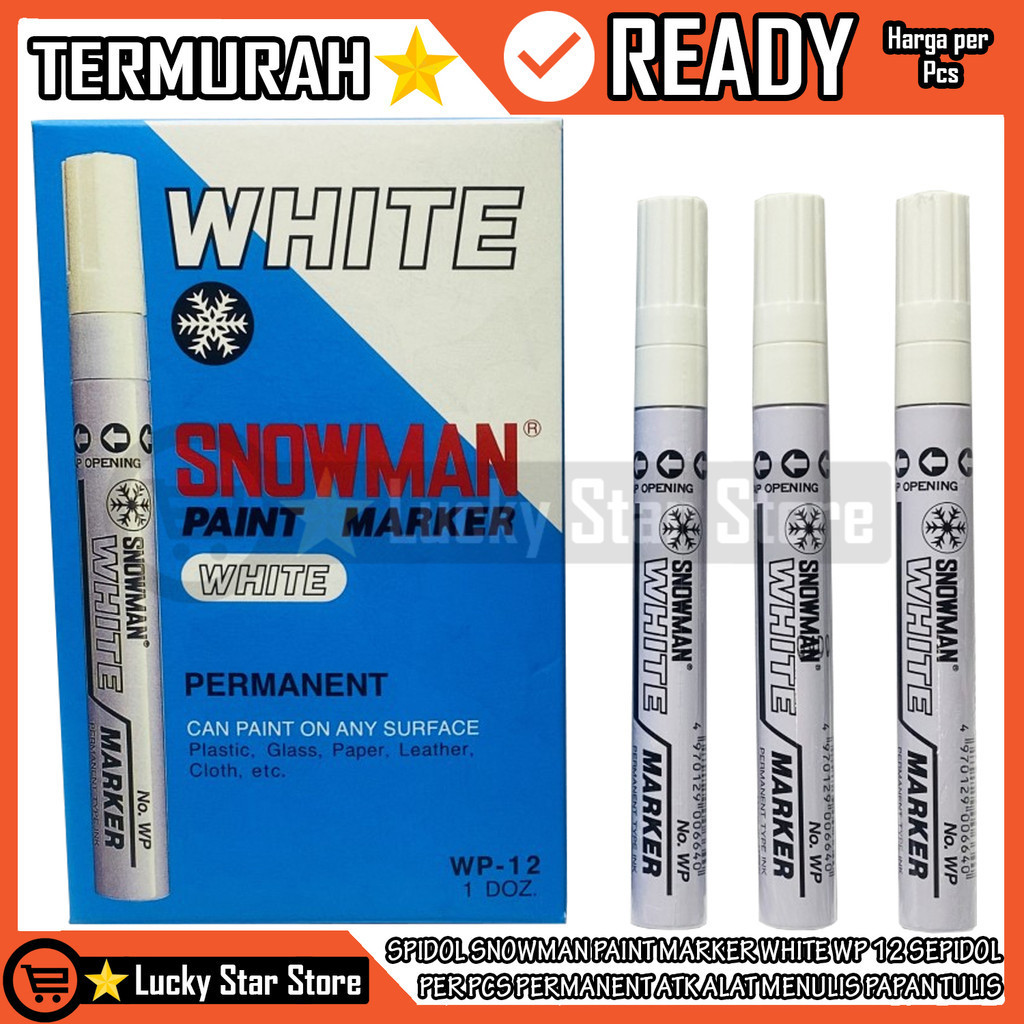 

Spidol Snowman Permanent Paint Marker White Wp 12 Sepidol Per Pcs Atk Alat Menulis Papan Tulis Barang Warna Putih Snowmen Permanen Waterprof Tahan Air Bolpoint Bolpoin Bolpen Menulis Tulis Atk Sekolah Sd Smp