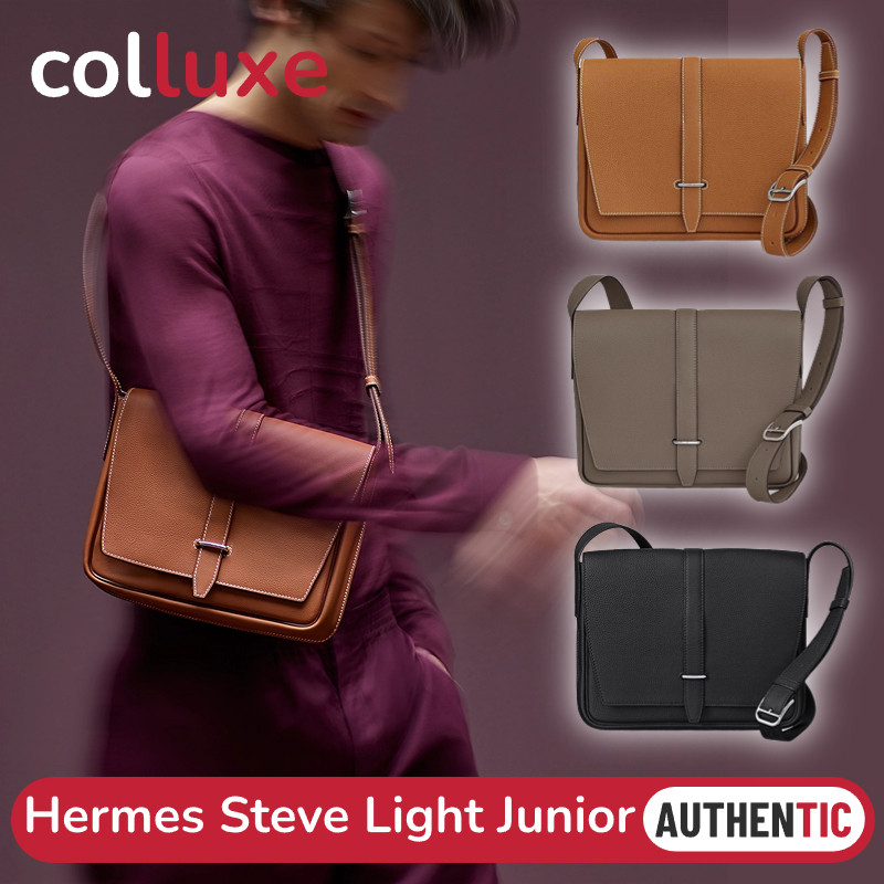 Hermès Steve light junior messenger bag Hermes Togo calfskin hermes men's shoulder bag
