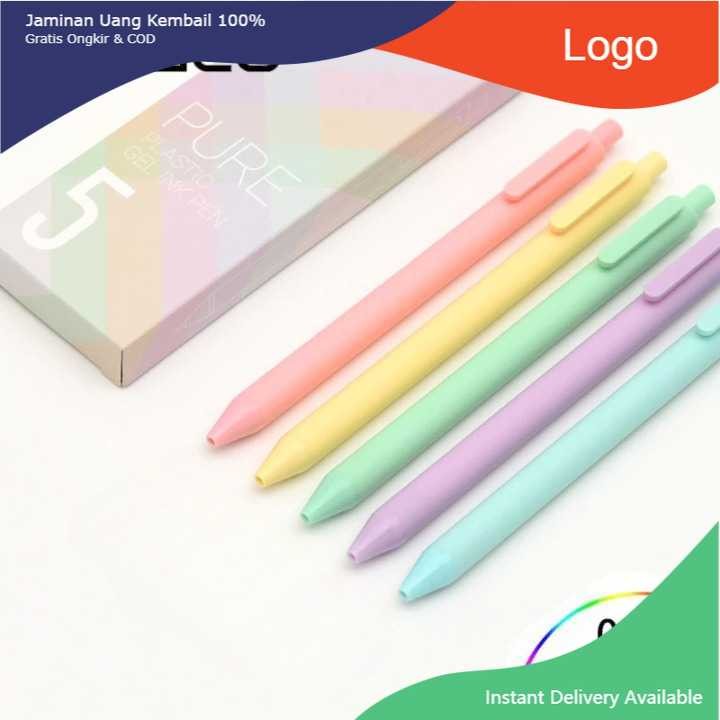 

Kaco PURE Macaron Gel Pen Pena Pulpen 0.5mm 5 PCS Colorful - K1015