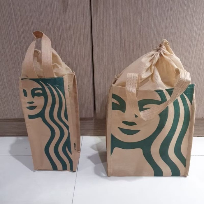 kantong starbucks totebag spoundbag reuseable bag