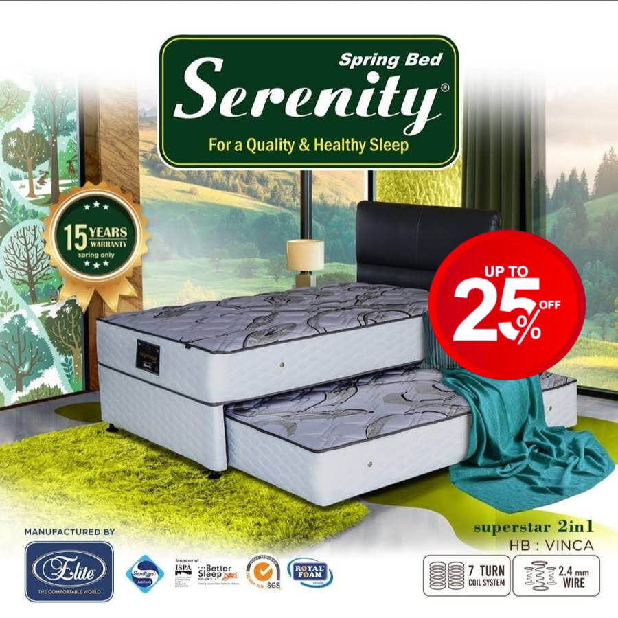 Kasur Springbed 2 in 1 Elite Serenity Motif Superstar