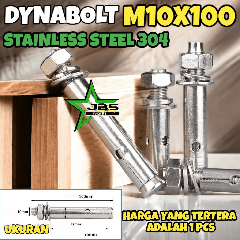 DYNABOLT SS 304 M10x100 - DINABOLT - ANCHOR BOLT STAINLESS