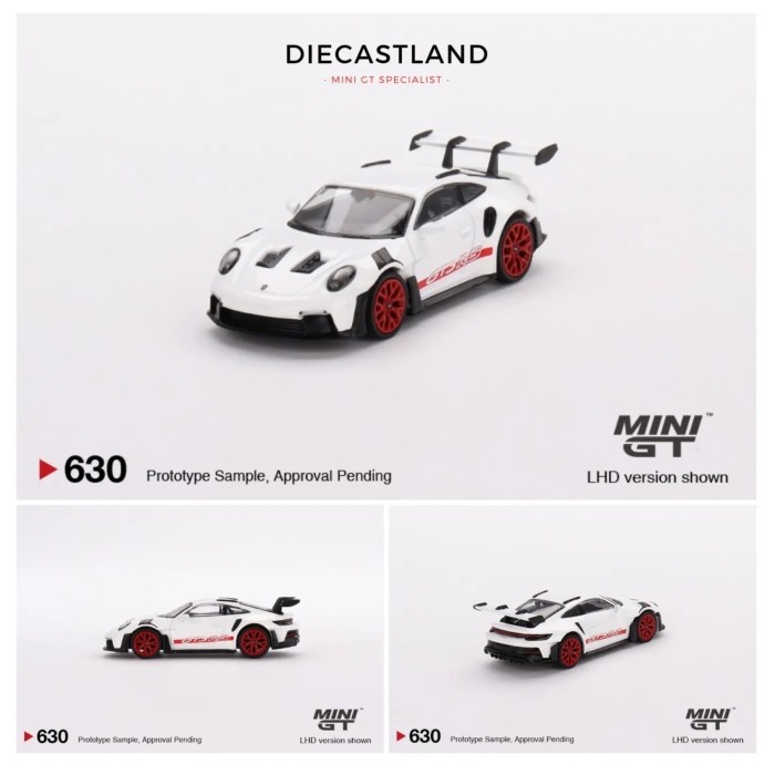 Mini GT #630 Porsche 911 (992) GT3 RS White with Pyro Red Accent Package MGT00630R MiniGT MGT Porsch