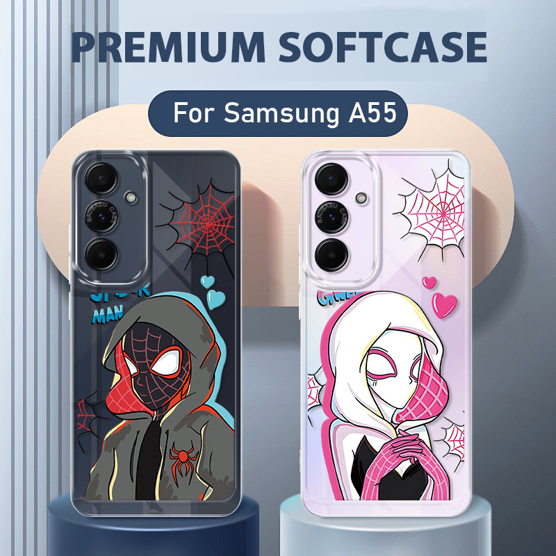 Spiderman Couple Soft Case Samsung A55 5G Lucu Terbaru Casing Galaxy A55 5G Case Hp Clear Samsung A1