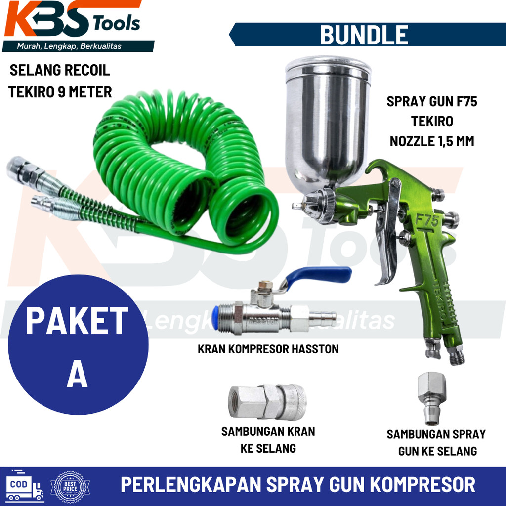 Bundle Perlengkapan Cat Spray Gun Kompresor Spoid Dico Compressor Set