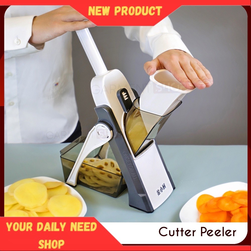 Alat Parutan Serbaguna Otomatis Peniris Pemotong Kentang Wortel Keripik Sayur Praktis Pencet