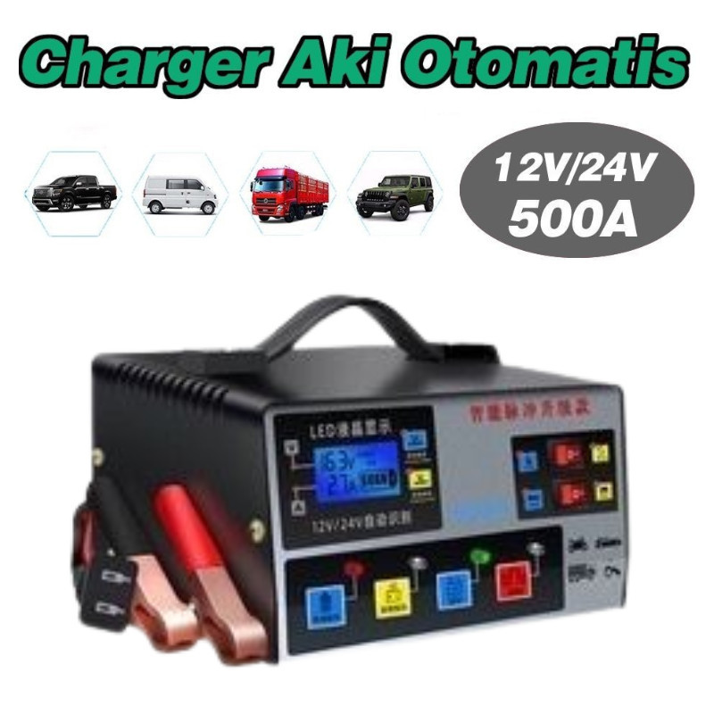 Charger Aki Otomatis Mobil Pengisi daya Charger Otomatis Aki Mobil Motor Kapal Truk Smart Charger