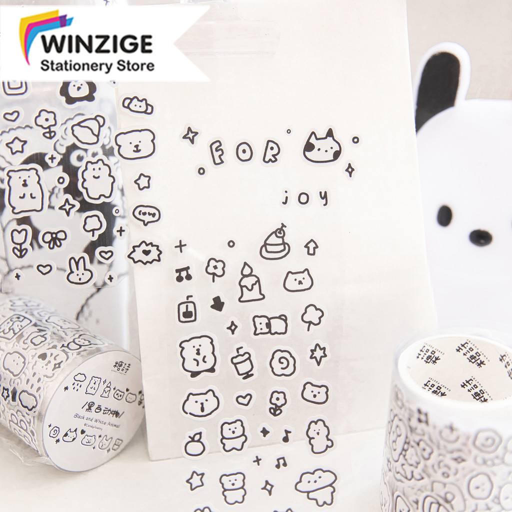Winzige Stiker Lucu scrapbook stiker aesthetic Korea Dekorasi Cute Mini PET Sticker Tape Selotip Luc