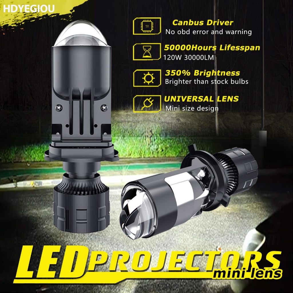 Lampu LED H4 Mobil Lampu 120W Sorot Mobil Super Terang Lampu Motor Super Terang H4 LED Projector