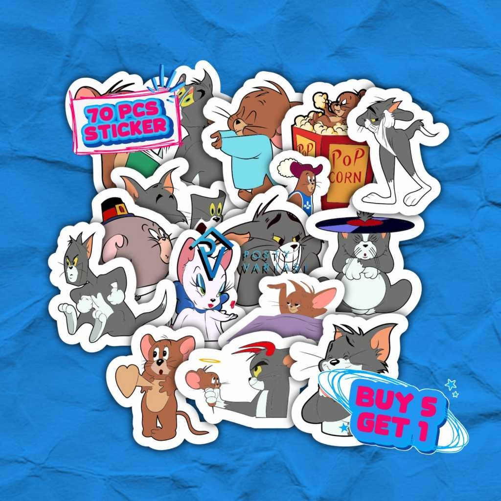 

70 Pcs Stiker Pack Tom & Jerry Motif Kartun Aesthetic Lucu Untuk Case HP Laptop Helm Anti Air