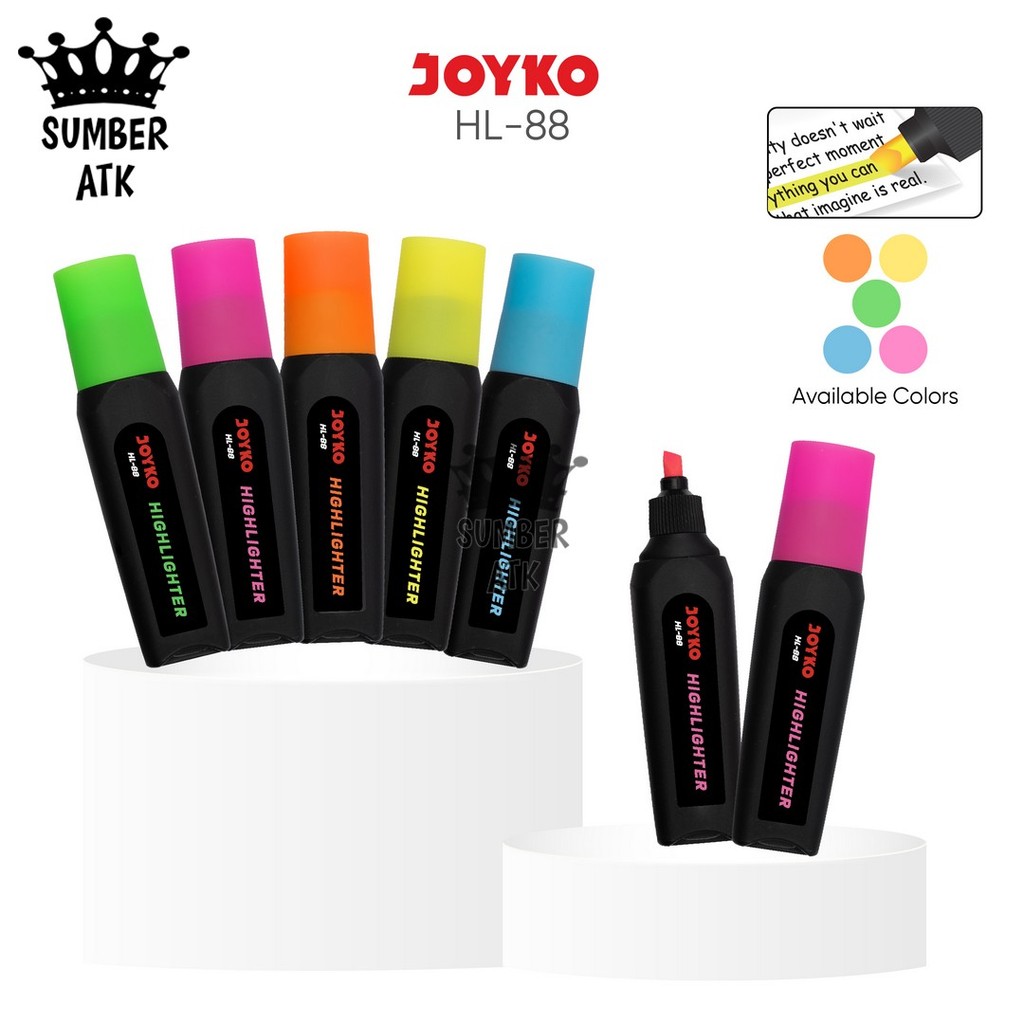 

Penanda Berwarna Highlighter Joyko HL-88 Pink Blue Yellow Green Orange