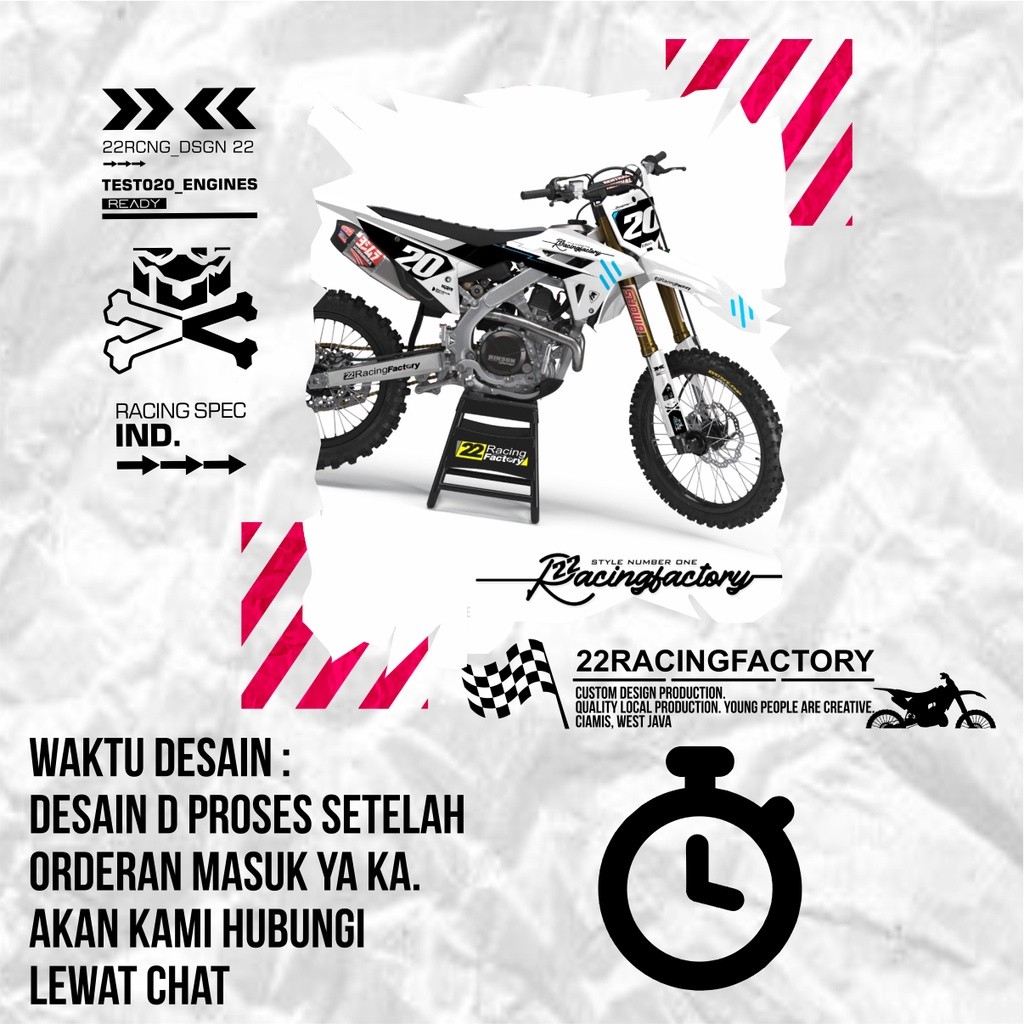 DECAL CRF HITAM PUTIH CUSTOM