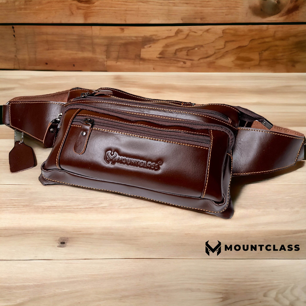 Tas Selempang Waist Bag Slempang Kulit Pria Waistbag Kulit Sapi Asli Garut Premium Terbaru Terlaris