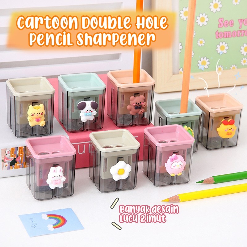 

Joi.Street - RAUTAN PENSIL 2 LUBANG Karakter Double Hole Box Pencil Sharpener, Rautan Pensil Lubang Ganda Bentuk Karakter Kartun 3D Lucu