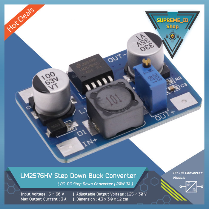 DP99 LM2576HV DC Step Down Buck Converter [20W | 3A] in:5-60V out:1.25-30V