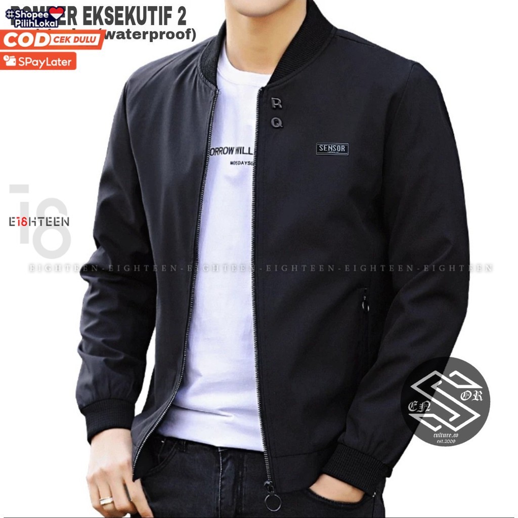 EIGHTEEN Jaket bomber polos pria eksekutif