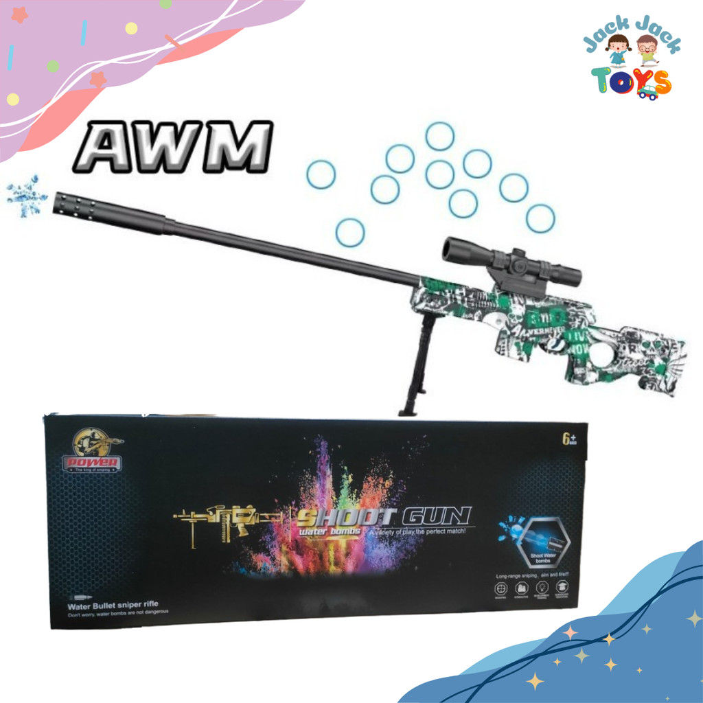 Jackjacktoys Mainan Pistol Pistolan Anak AWM Gun Soft Bullet Mainan Tembakan Peluru Bubble Water Gel