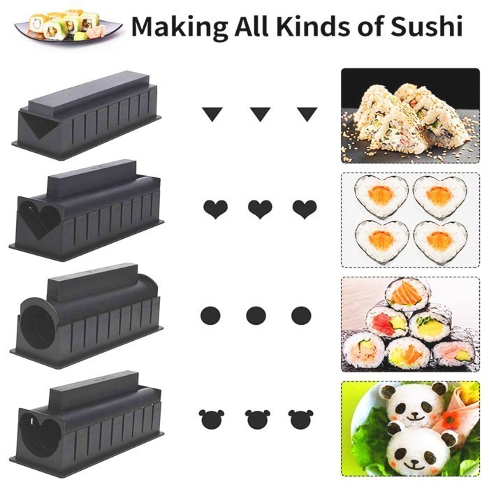 Sushi Maker Professional 10 Set Cetakan Nasi Bento Onigiri Kimbab Nori