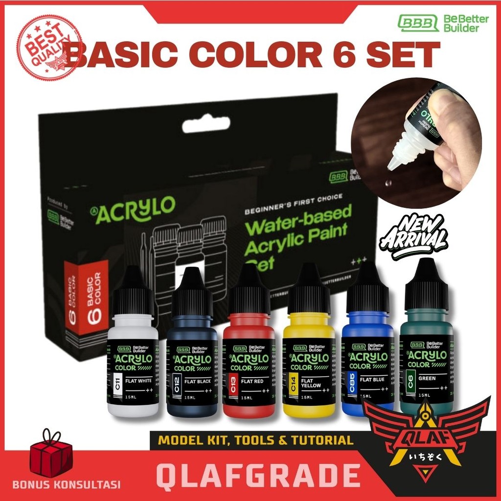 

ACRYLO BASIC COLOR 6 SET Paket Cat Gundam Starter Kit model diorama