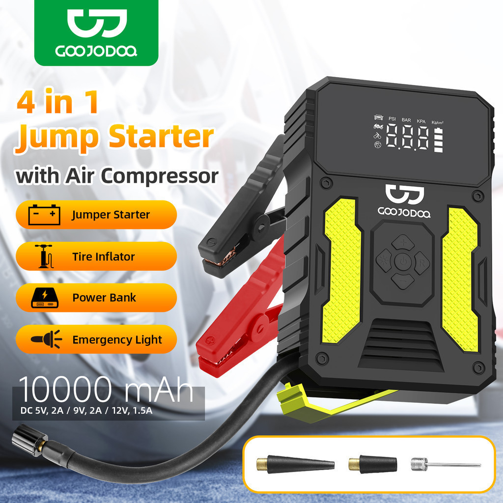 Goojodoq Pompa udara mobil Portable Electric 10000 mAh portable power bank LED pressure display 2X q