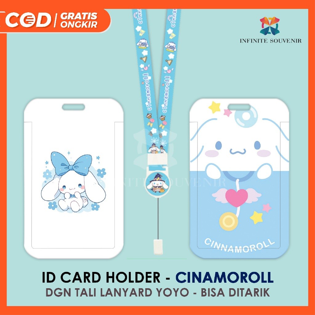 

(N017) ID Card Holder Tali Yoyo Cinnamorol / Nametag Yoyo Cinnamorol / Card Holder Yoyo / Cinnamorol / Card Holder Tali Bisa Ditarik