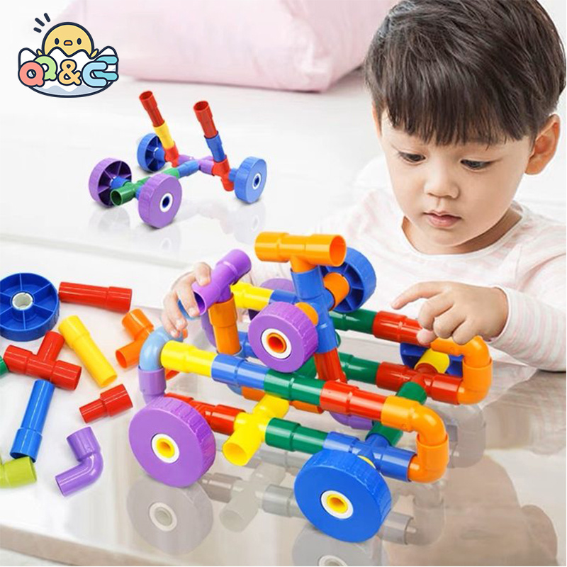 Marble Run Race Building Block Bricks 3D Children Diy Assemble and Insert Toys with Pipe Blocks Educ