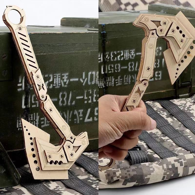 MUL Creative Wooden 3D Puzzles Wood Toy Fake Knife CSGO Gun Folding Claw Knives Hand-assembled Model