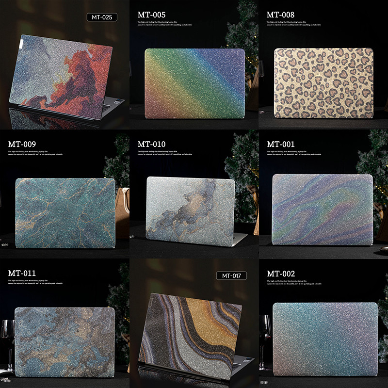 Solid Color Laptop Sticker Skin Blingbling Shiny Diamond Skin 12/13/14/15.6/17 inch Decorative Decal