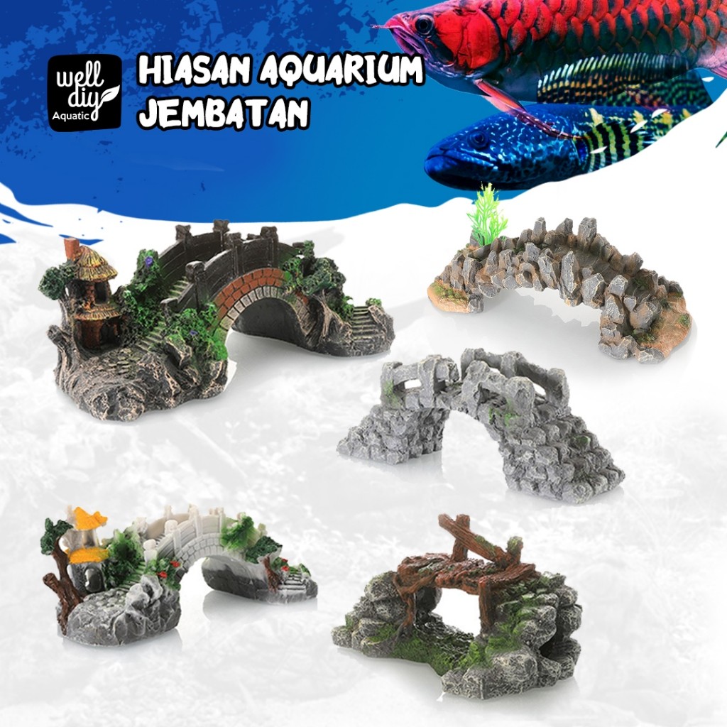 Hiasan Aquarium Aksesoris Jembatan Aquascape Kolam Ikan Miniatur Aquascape