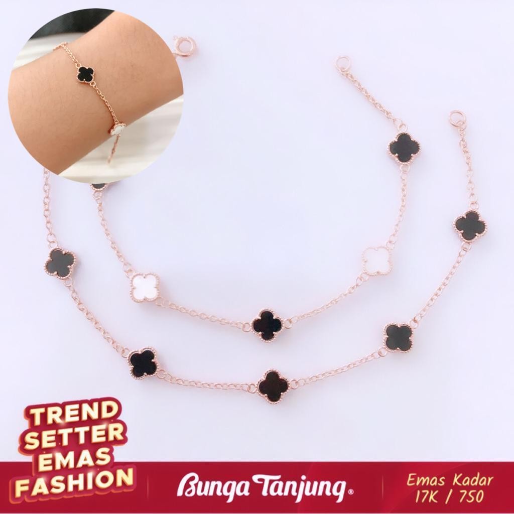 【17K/ 750】 GELANG CLOVER B - EMAS 17K - BUNGA TANJUNG GOLD