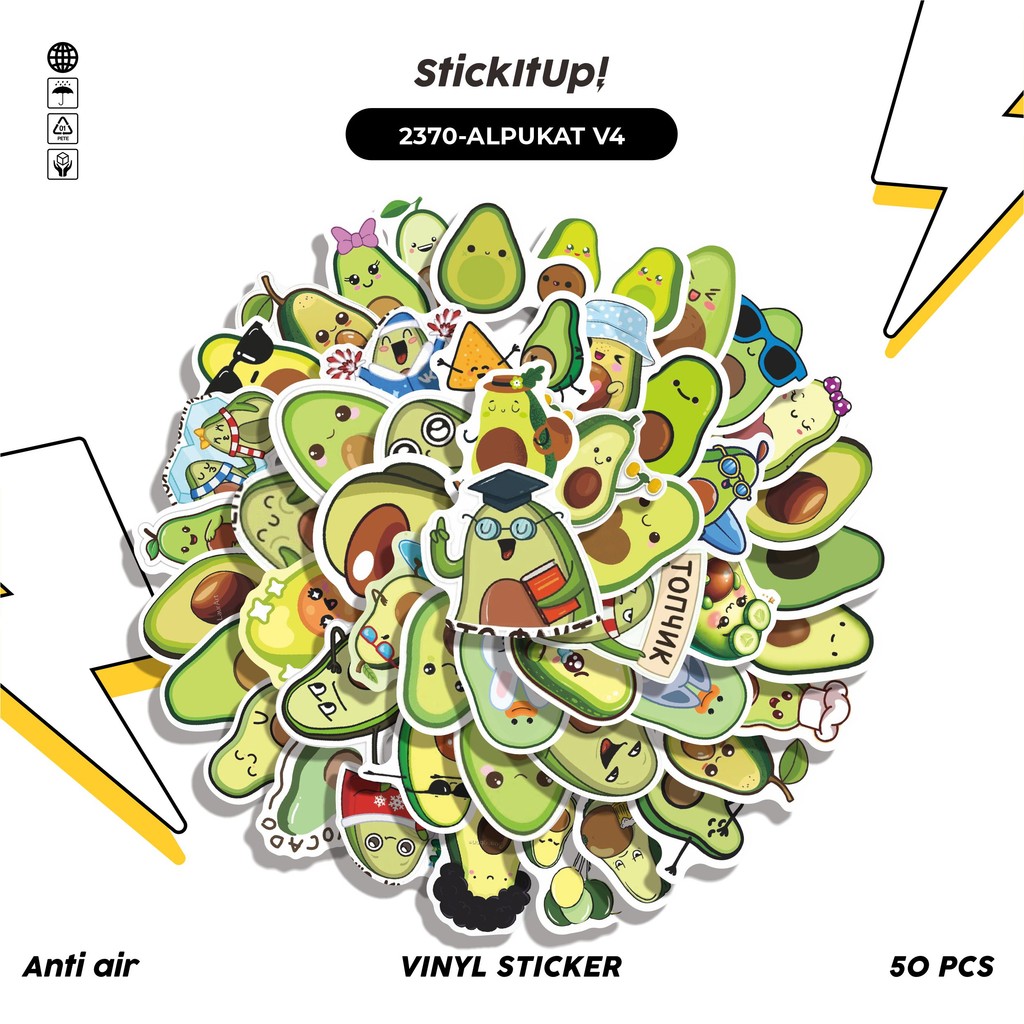 

COD✨ 50 Pcs Sticker Pack ALPUKAT V4 Lucu Aesthetic Vynil Waterproof untuk Freebies Sticker Buku Journal Casing HP Laptop