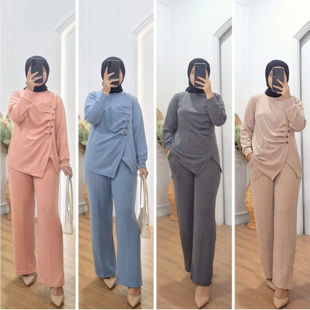 BOOM - Setelan Celana Cutbray SR 650 XL Rib Knit One Set Pakaian Fashion Muslim Set