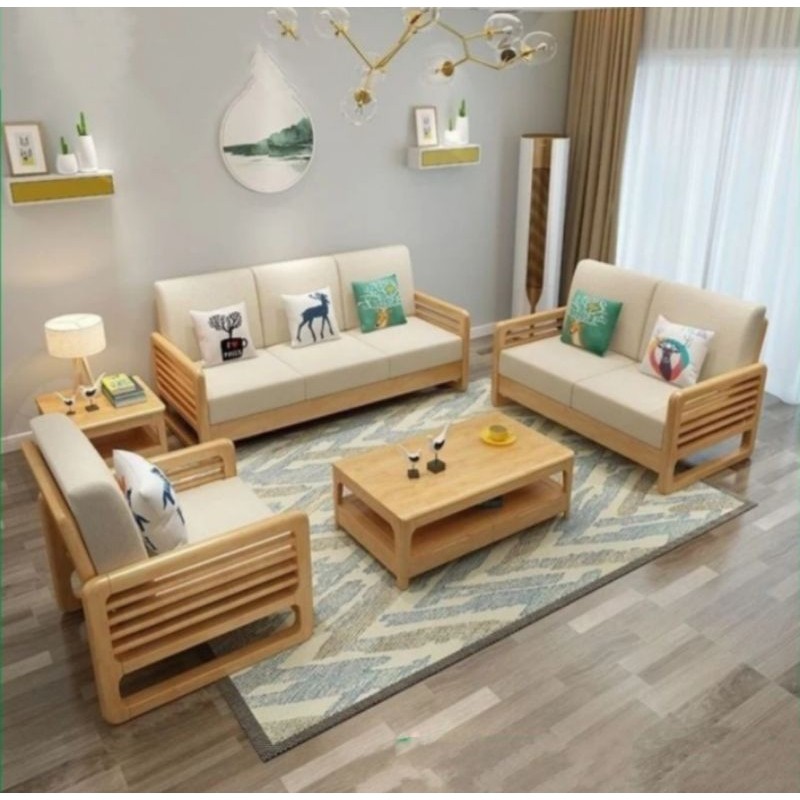 SET SOFA JATI MINIMALIS 321MEJA