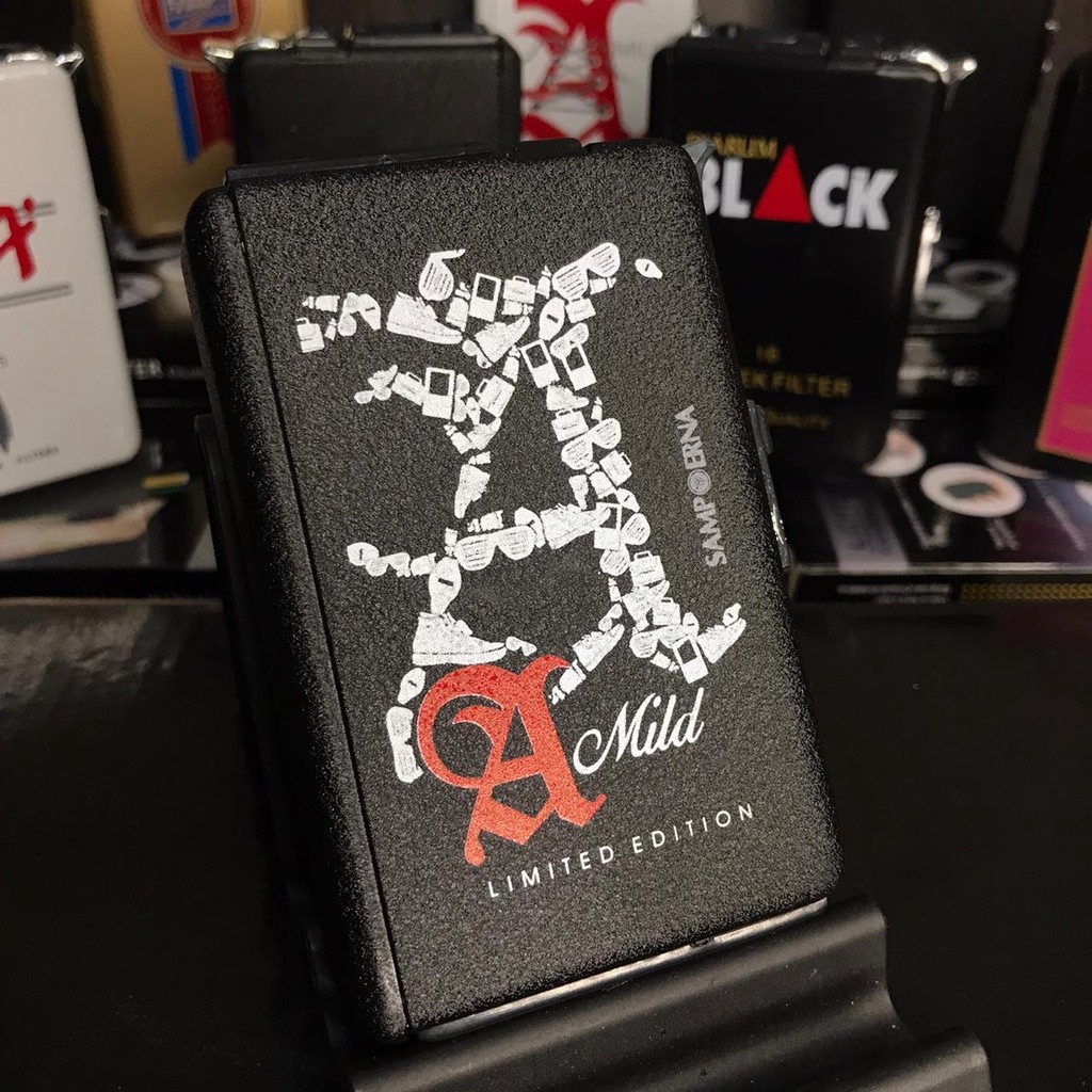 AF.SHOP- Tempat Kotak Rokok Korek Api Bara Gas RAI Lighter A Mild Black 3454-6