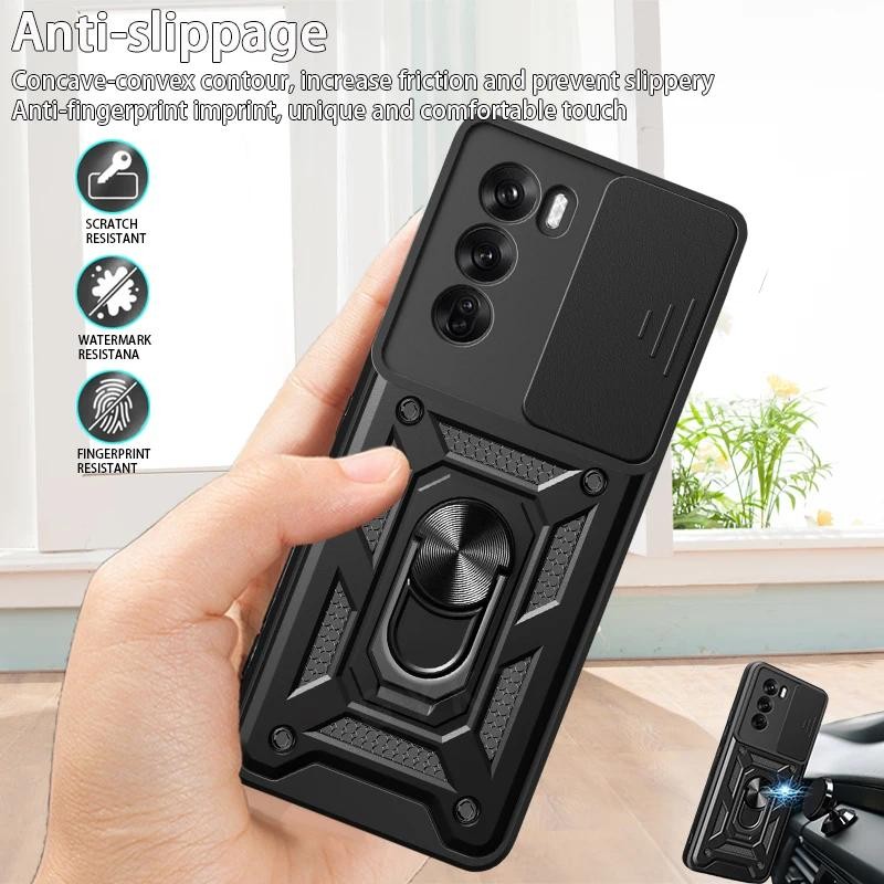 Casing HP OPPO Reno 12 5G Handphone Case Armor Magnetic Car Holder Cincin Handphone Case Untuk Oppo 