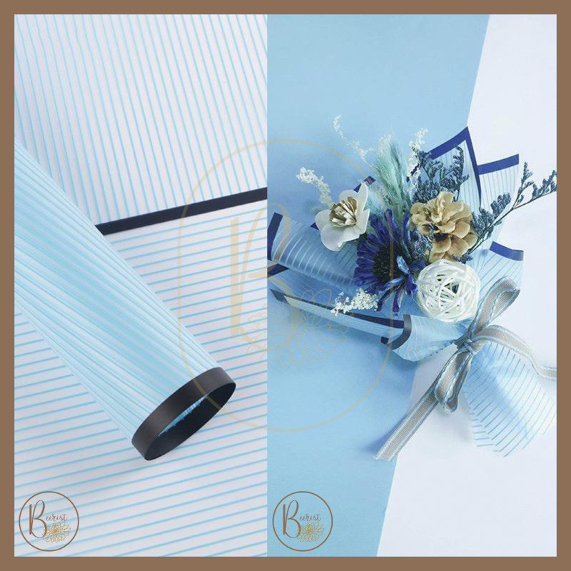 

[ 5 LEMBAR ] Kertas Bunga Cellophane Motif Garis Warna Kombinasi Line Color Paper Flower Wrapping Paper Kertas Buket Bunga ZE