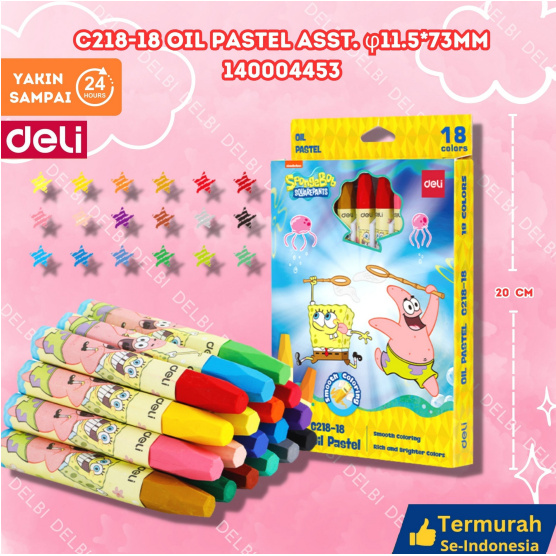 

Crayon / Oil Pastel Deli Spongebob Squarepants 18 Warna - EC218-18 C218-18 Oil Pastel Asst. 11.5x73mm