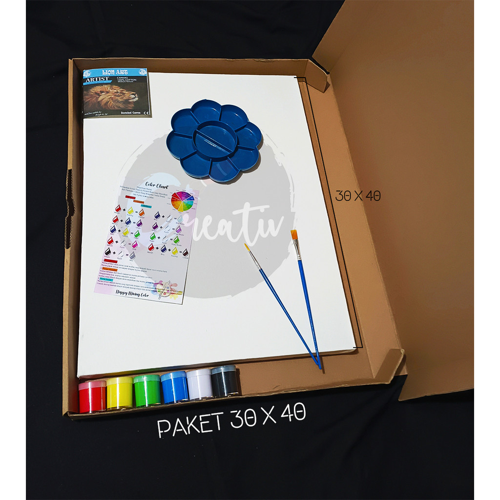 

Kanvas Lukis 1 Paket Peralatan Melukis Kanvas 30 x 40 cm 4 in 1