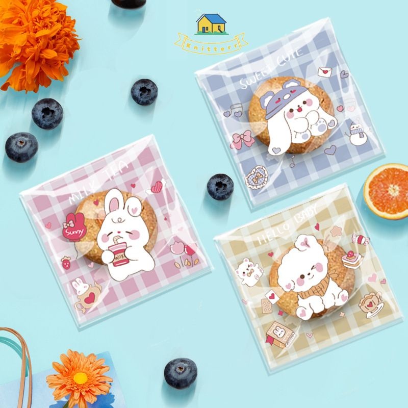 

[100 LEMBAR] Plastik cookie Packing cookies lucu 7x7 cm/ Plastik Packing Cookies Knitterr