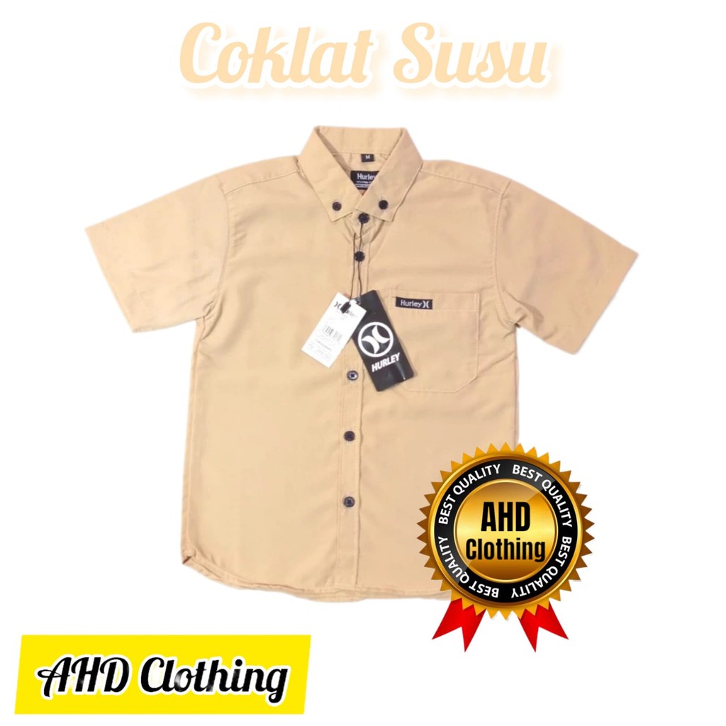 Kemeja lengan pendek anak warna cokelat usia 1-13 Tahun | baju kemeja anak laki | kemeja anak cowok 
