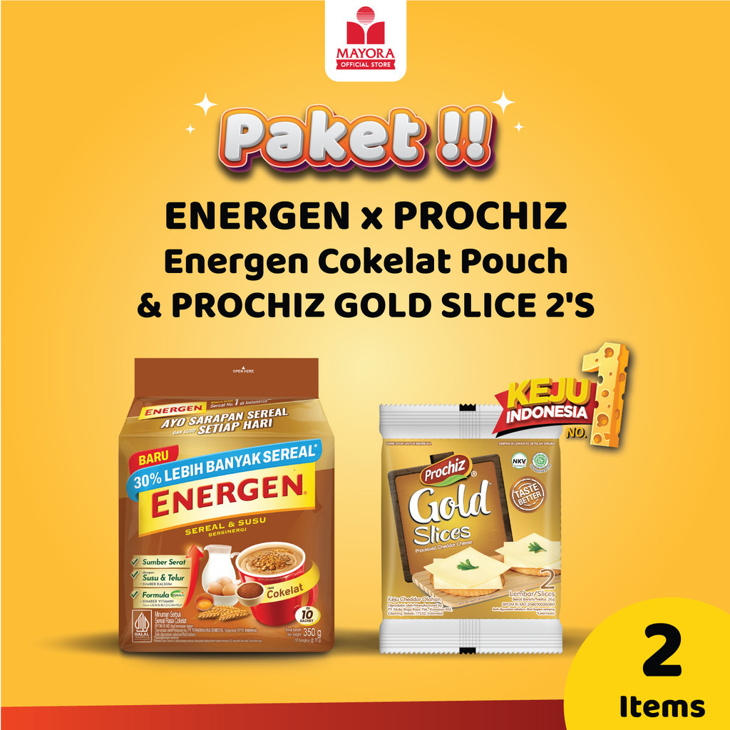 

PAKET ENERGEN x PROCHIZ - Energen Cokelat Pouch & PROCHIZ GOLD SLICE 2'S