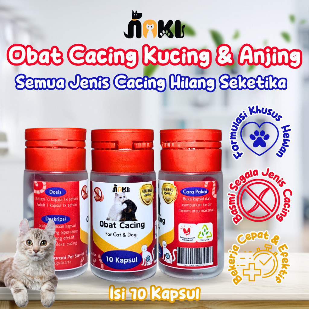 [GROSIR] OBAT CACING KUCING AMPUH HARGA 10 KAPSUL | OBAT CACING KAPSUL BUBUK KUCING ANJING JUAL PERB