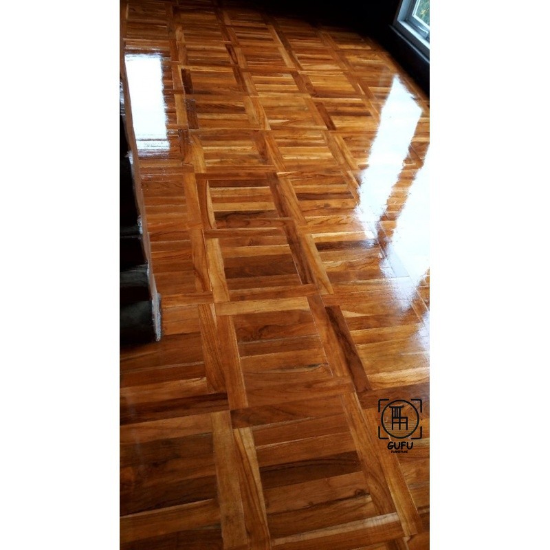 Lantai Kayu Parket Solid kayu Jati Parket-Parquet-Parkit Jati - 25cm, Grade B| Mebel Jepara