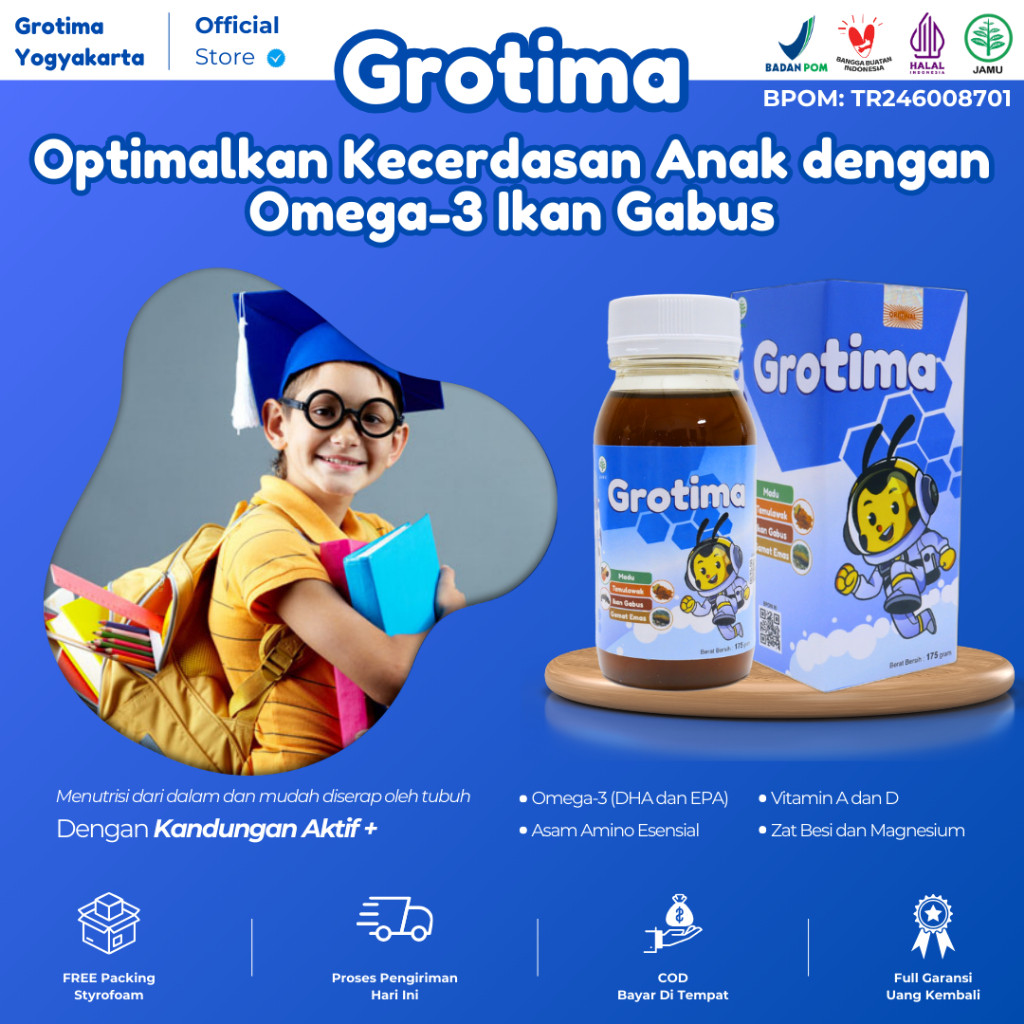 Madu Antariksa - Grotima Vitamin Otak Anak Cerdas Vitamin DHA Anak Menambah Kemampuan Kognitif Anak