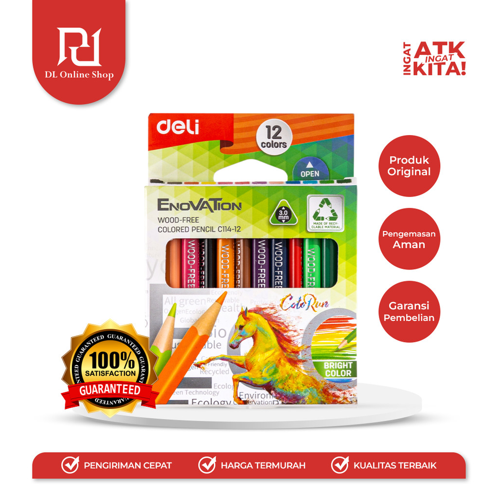 

DELI PENSIL WARNA/ HALF COLORED PENCIL 12 (ASSORTED COLOR) EC114-12 (1SET)