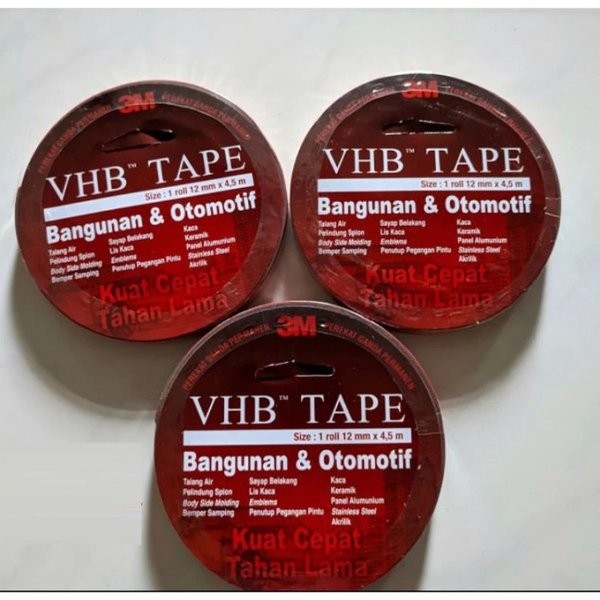 

Double Tape 3M VHB Solasi Solasi dobel tip Isolasi Bolak Balik 12mm x 4.5m Asli Original 3M Lem Perekat Kuat Serbaguna